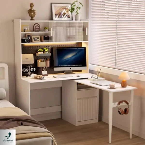 Space Saving Work Station with Pegboard and Rotating Desk