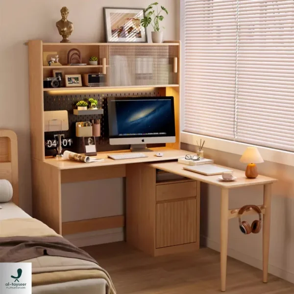 Space Saving Work Station with Pegboard and Rotating Desk