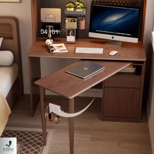 Space Saving Work Station with Pegboard and Rotating Desk