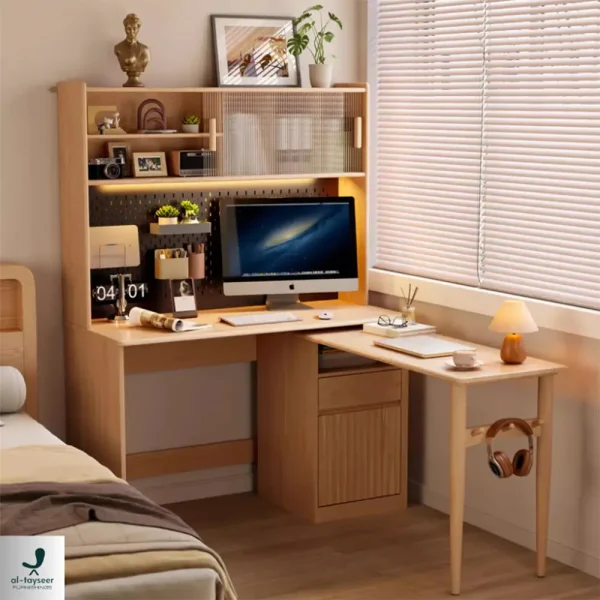 Space Saving Work Station with Pegboard and Rotating Desk