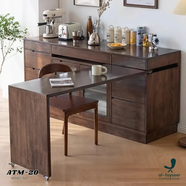 2 Multipurpose Sideboard Cabinet with Rotating Tabletop