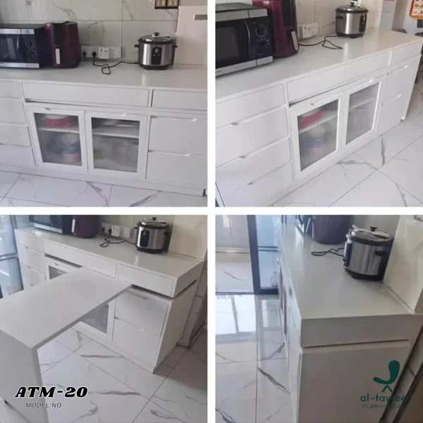 4 Multipurpose Sideboard Cabinet with Rotating Tabletop