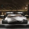 Contemporary Black Leather Bed