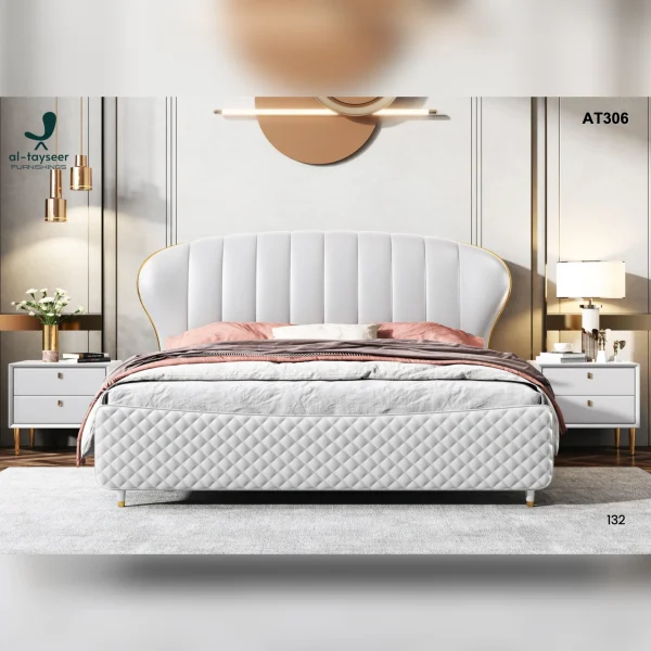 47 White Upholstered Bed