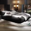 Contemporary Black Leather Bed